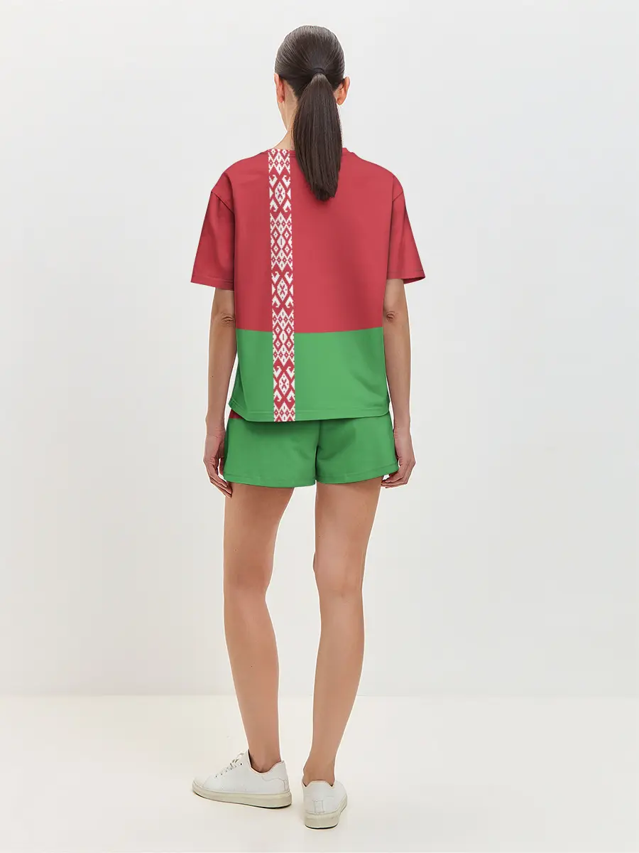 Женская пижама с шортами / Белоруссия, лента с гербом