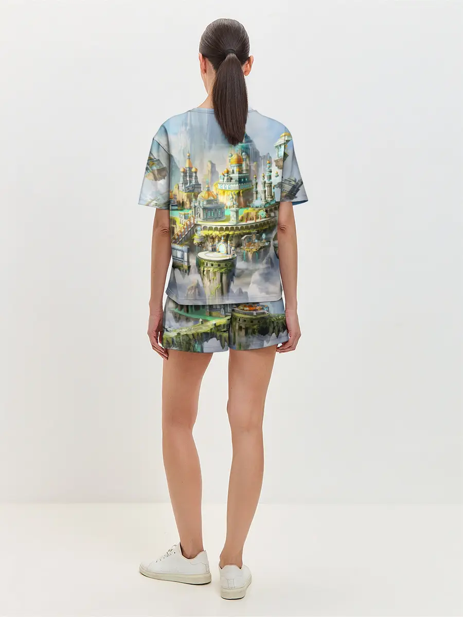 Женская пижама с шортами / Город в небе
