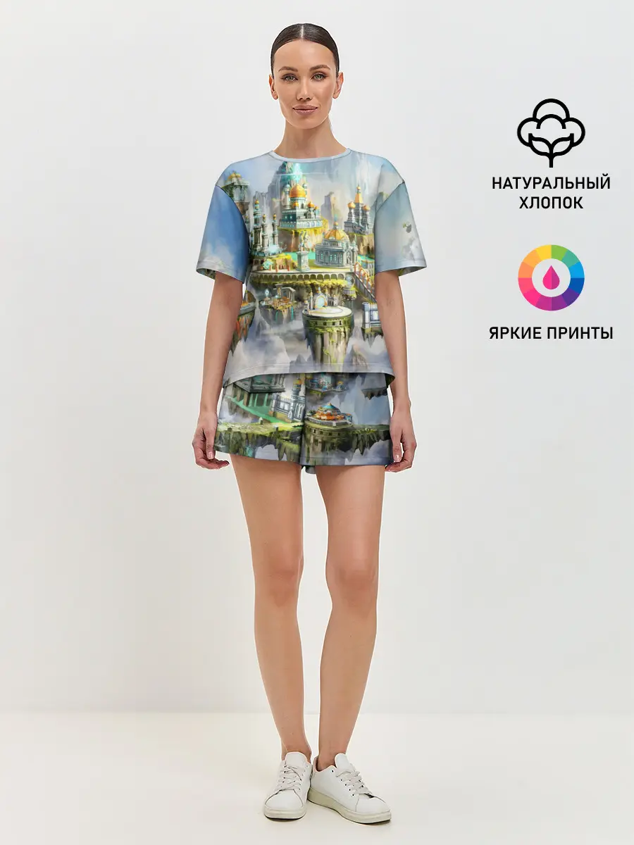 Женская пижама с шортами / Город в небе