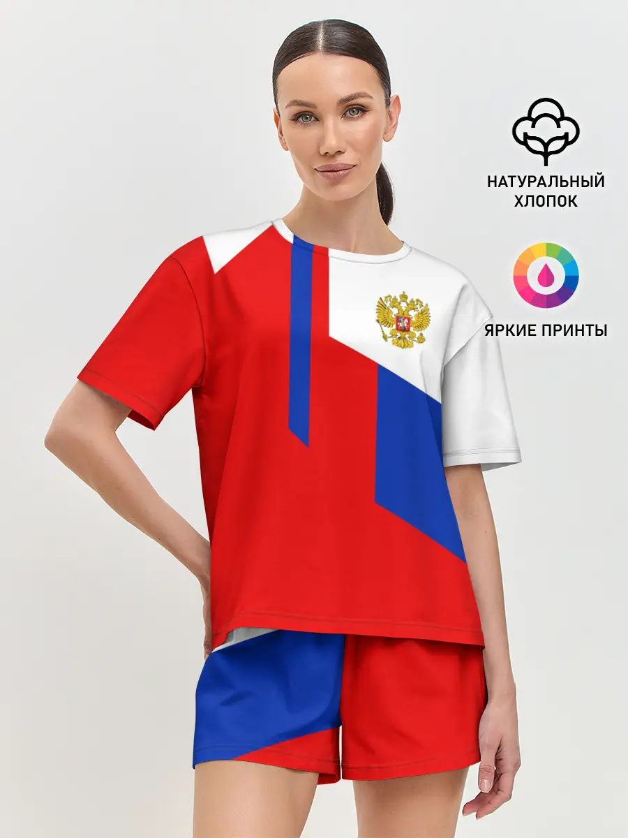 Женская пижама с шортами / RUSSIA SPORT | РОССИЯ ТРИКОЛОР