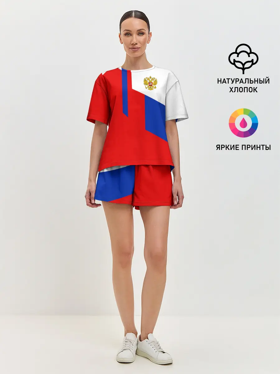 Женская пижама с шортами / RUSSIA SPORT | РОССИЯ ТРИКОЛОР