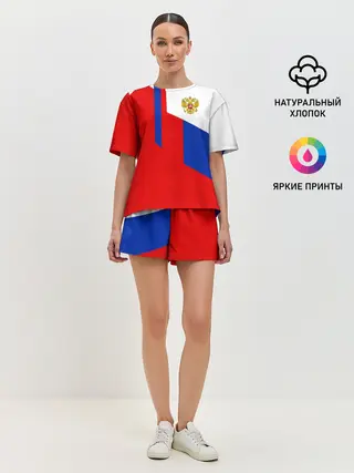 Женская пижама с шортами / RUSSIA SPORT | РОССИЯ ТРИКОЛОР
