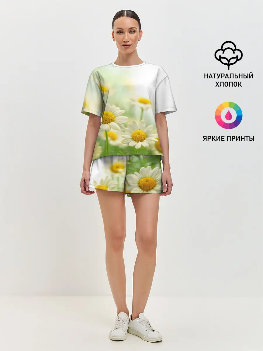 Женская пижама с шортами / Полевые ромашки