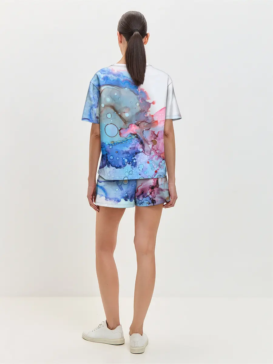 Женская пижама с шортами / Акварельные разводы