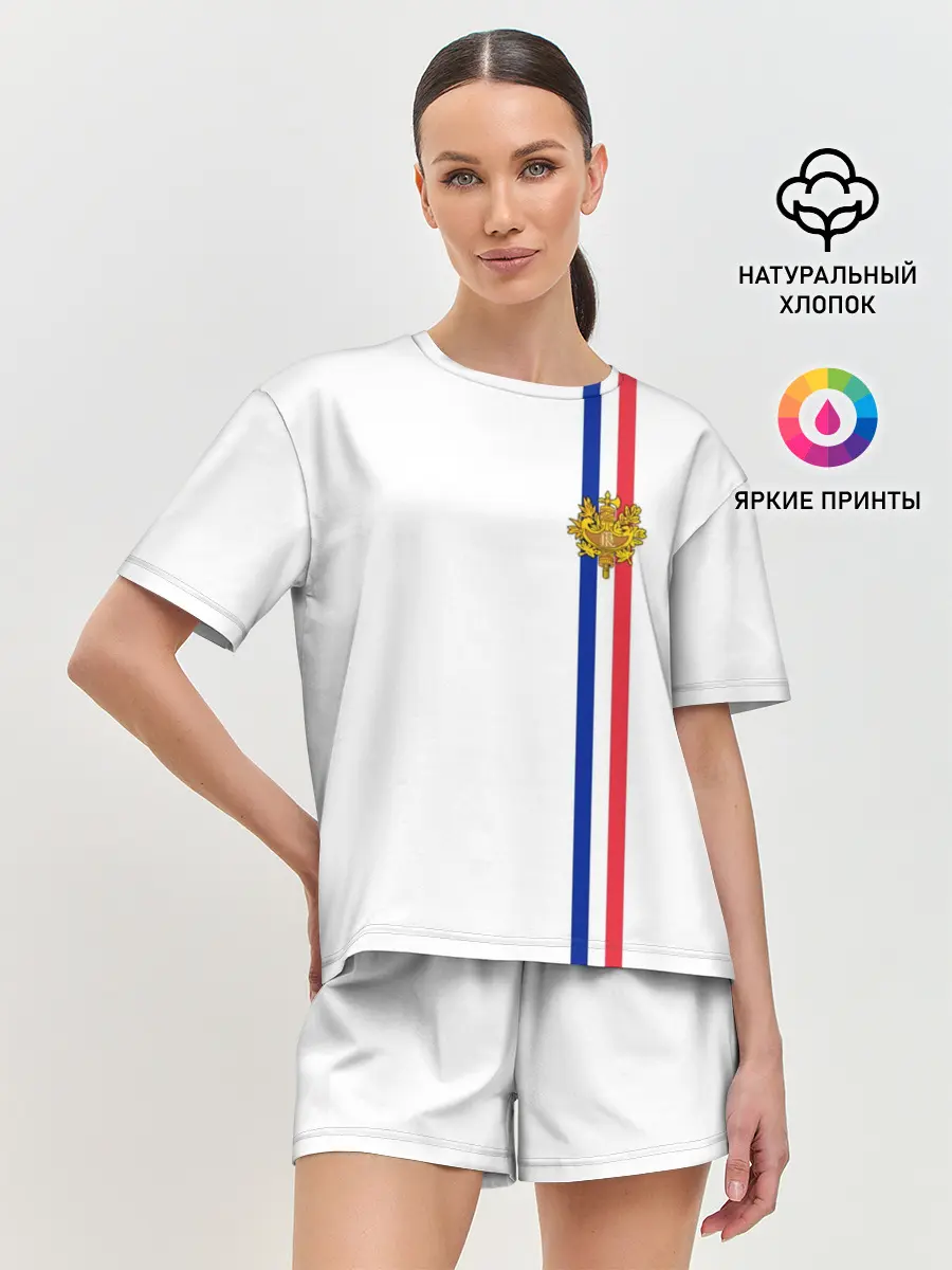 Женская пижама с шортами / Франция, лента с гербом