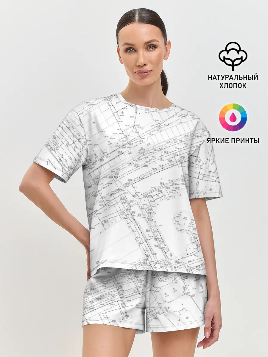 Женская пижама с шортами / Топография_01