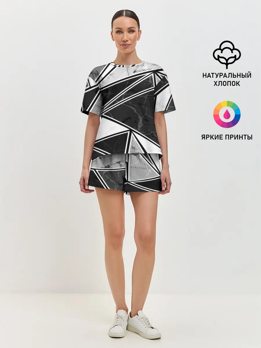 Женская пижама с шортами / Спортивная геометрия