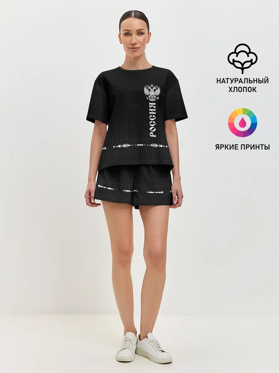 Женская пижама с шортами / Russia-collection black 2018
