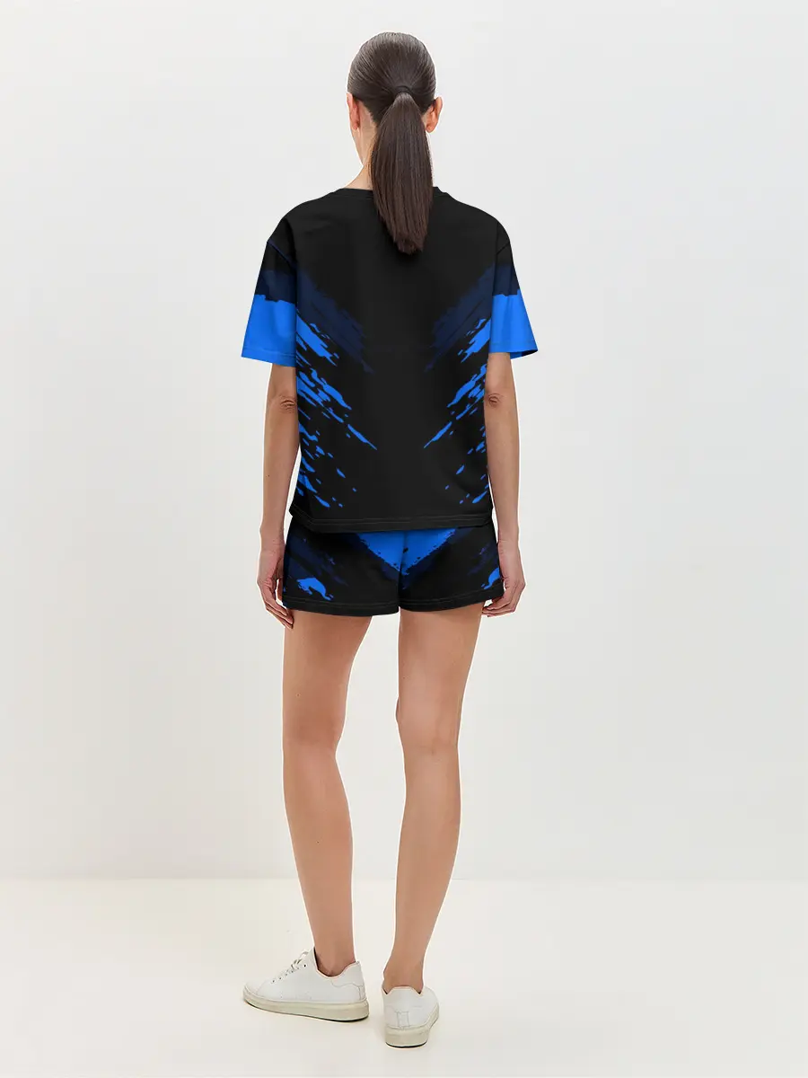 Женская пижама с шортами / Russia-sport collection BLUE