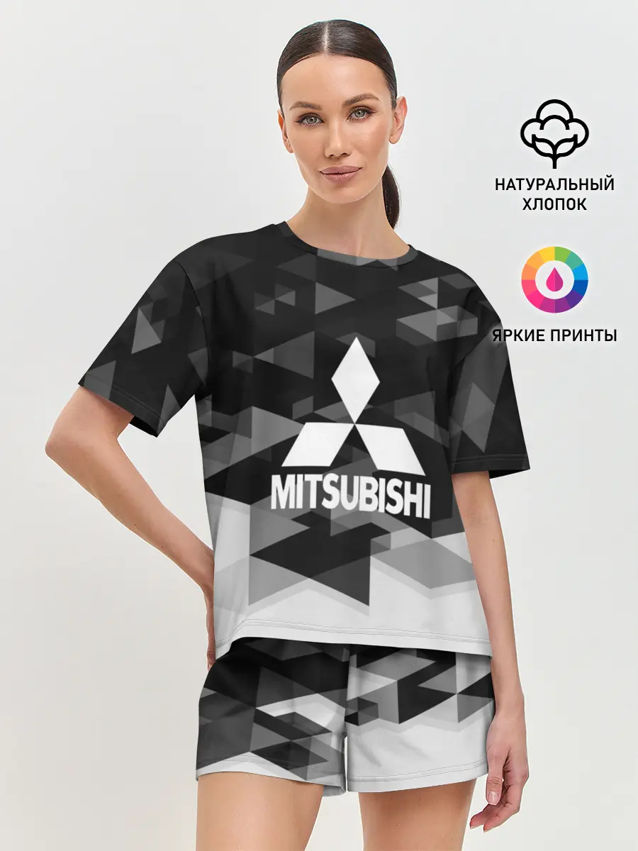 Женская пижама с шортами / Mitsubishi sport geometry