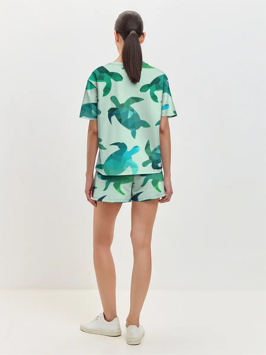 Женская пижама с шортами / Абстракция Черепахи Полигон