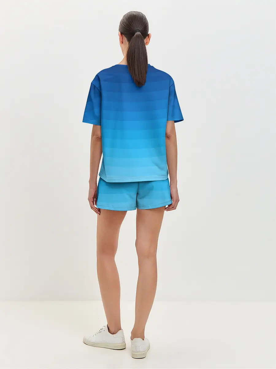 Женская пижама с шортами / Синие полосы