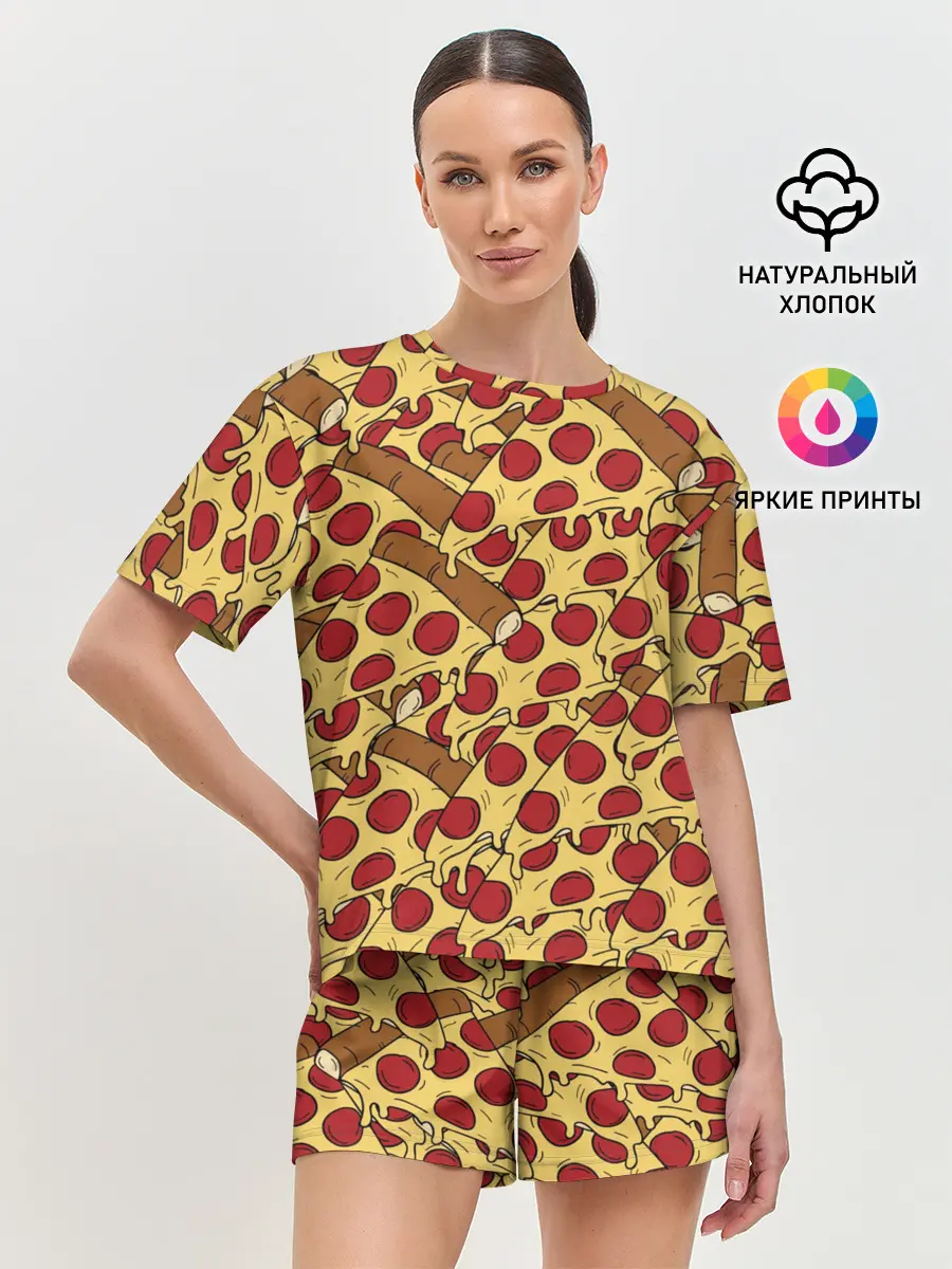 Женская пижама с шортами / Pizza