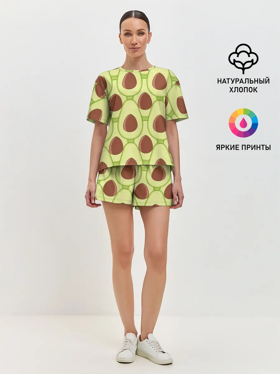 Женская пижама с шортами / Авокадо
