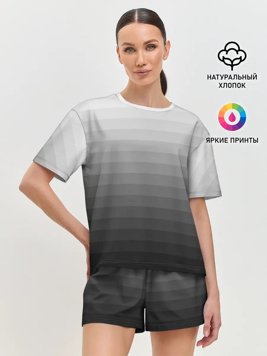 Женская пижама с шортами / Серые полосы