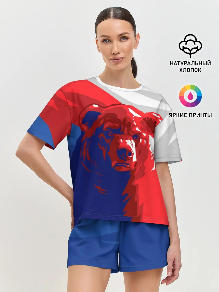 Женская пижама с шортами / Российский медведь