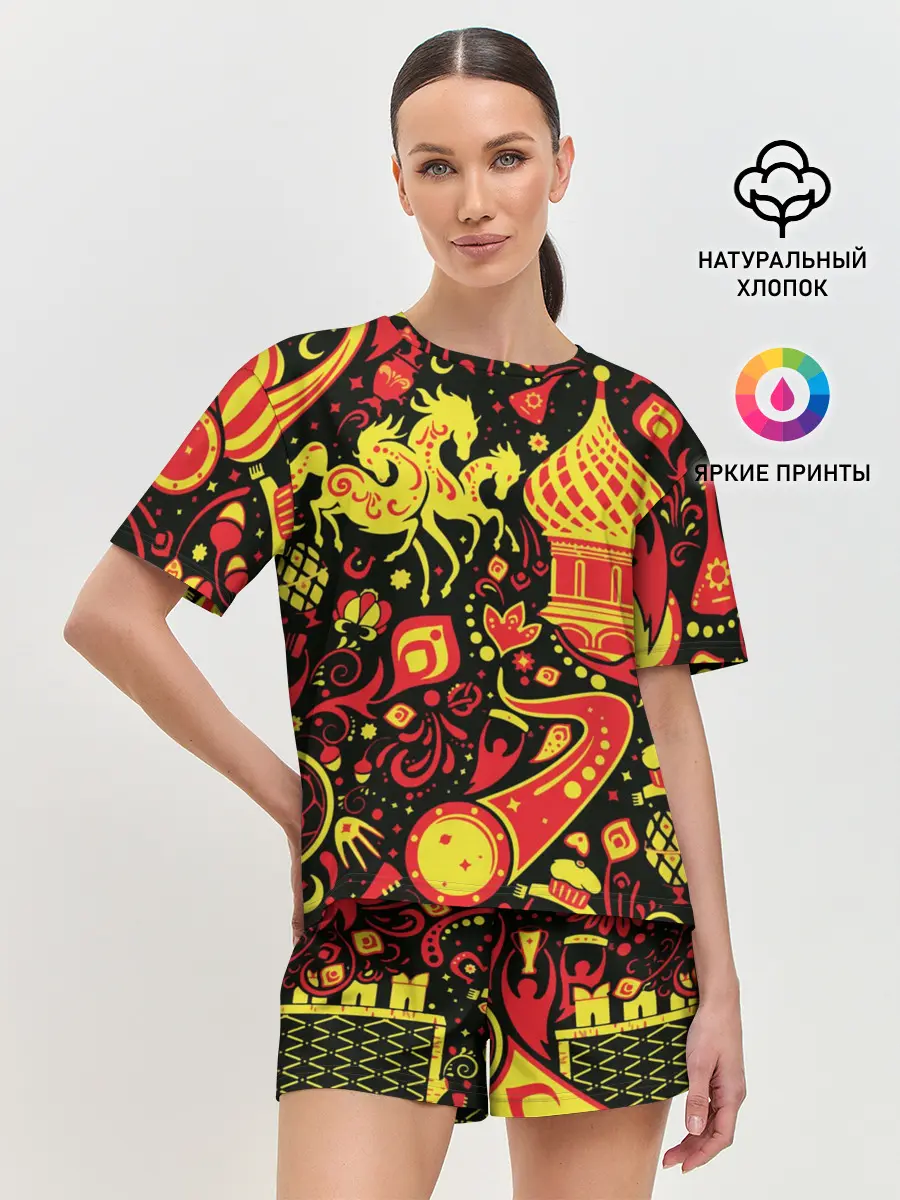 Женская пижама с шортами / Орнамент - Россия