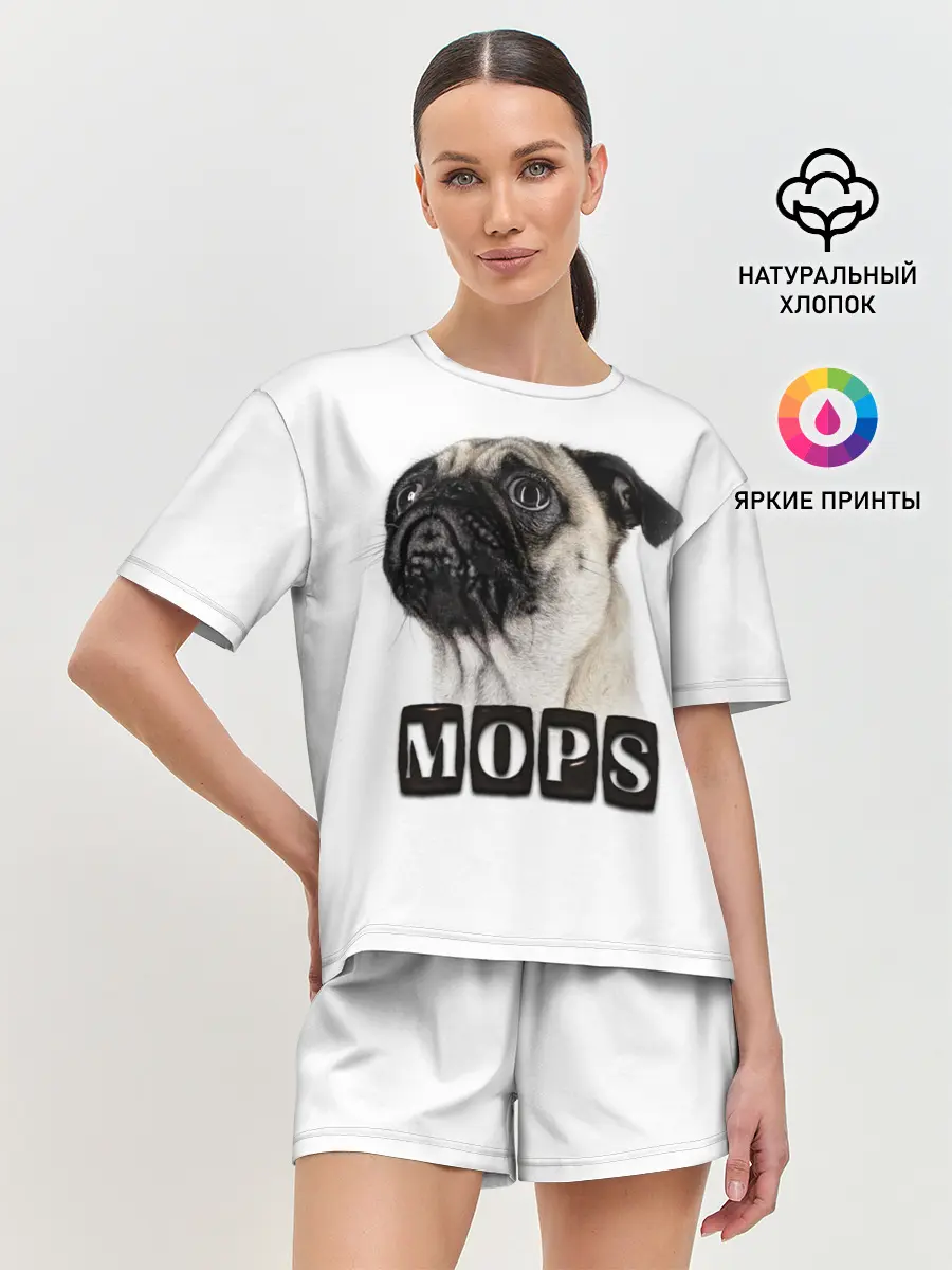 Женская пижама с шортами / Мопс