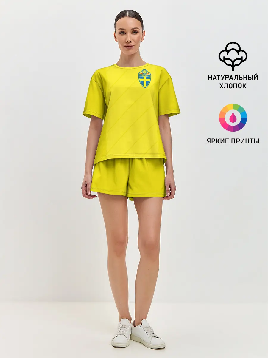 Женская пижама с шортами / Швеция домашняя форма ЧМ 2018