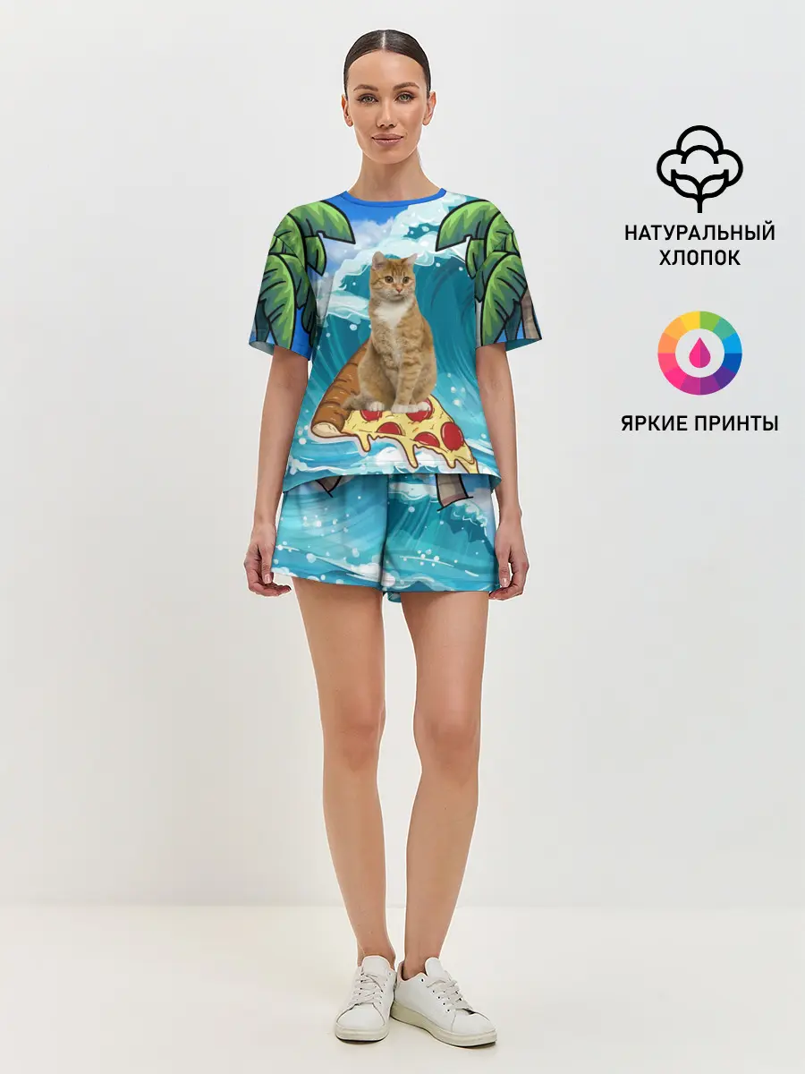 Женская пижама с шортами / Сёрфинг на Пицце