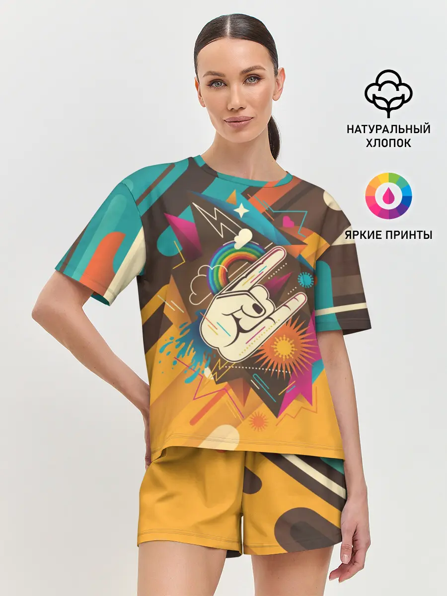 Женская пижама с шортами / Распальцовка music