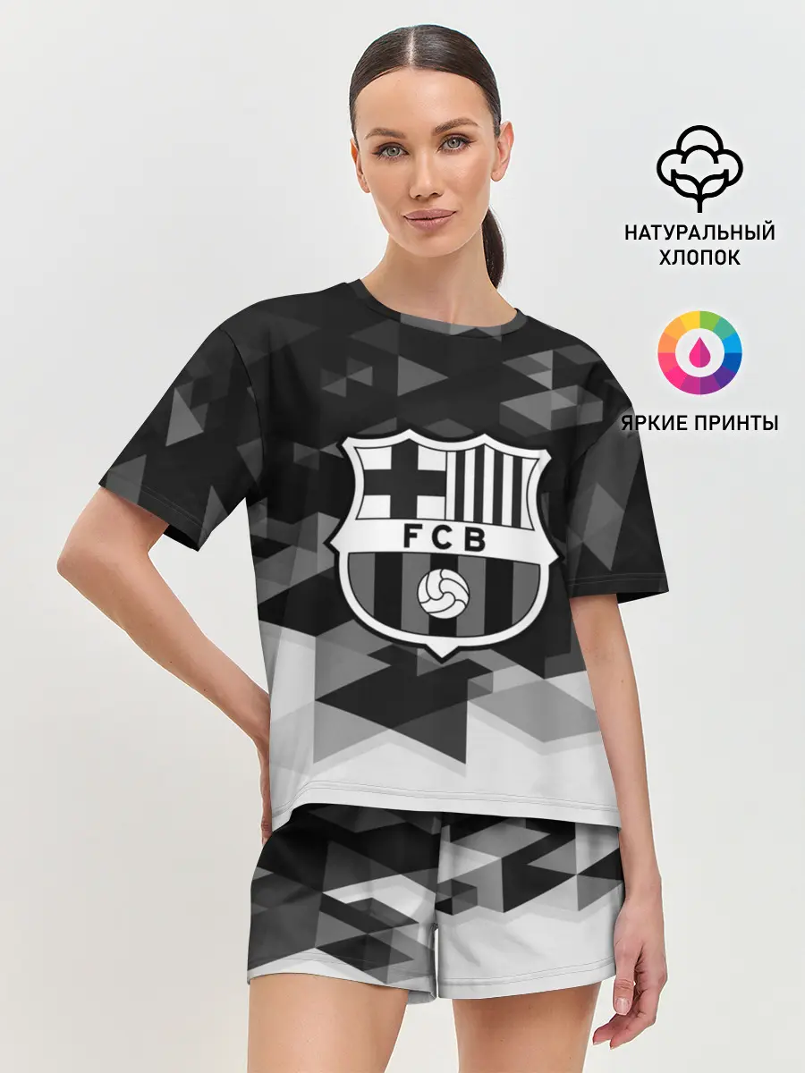 Женская пижама с шортами / FC Barcelona sport geometry