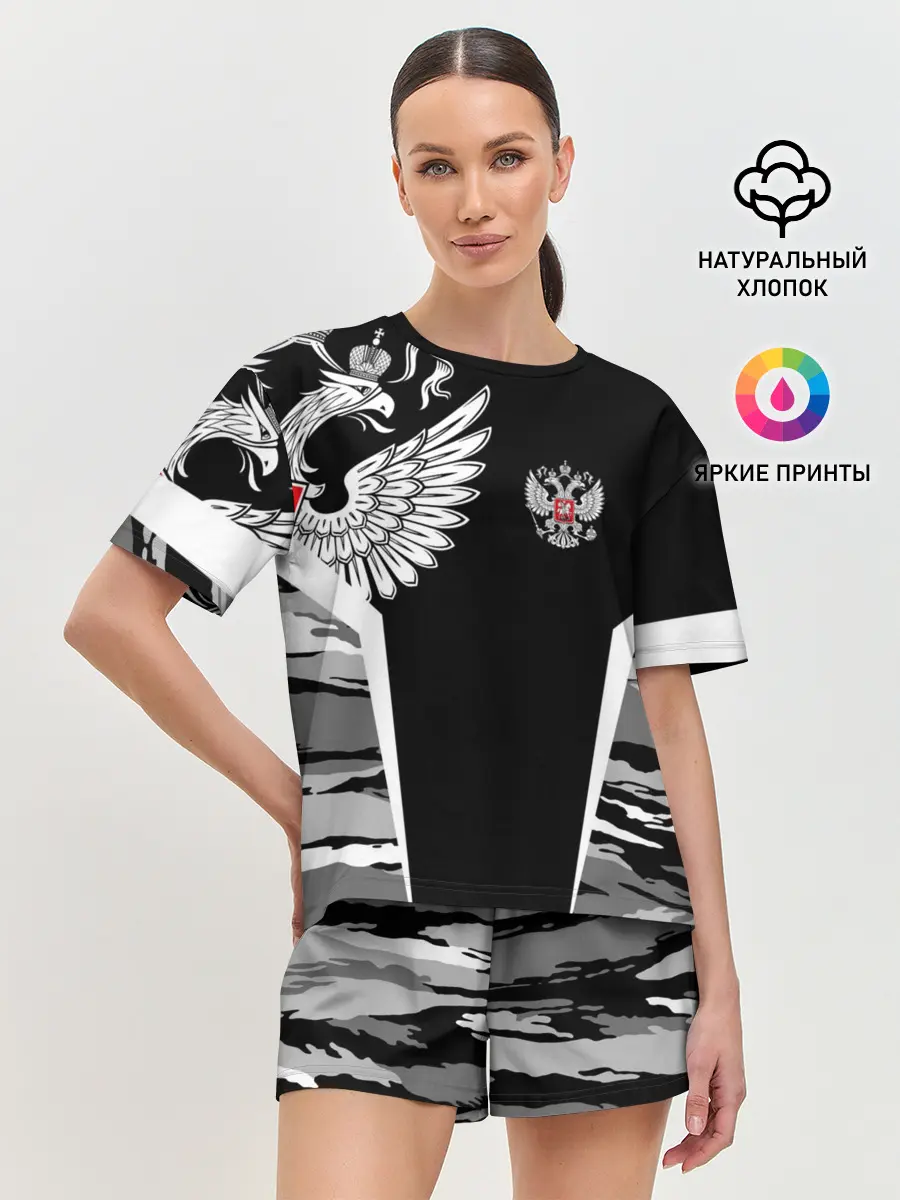 Женская пижама с шортами / Камуфляж Россия