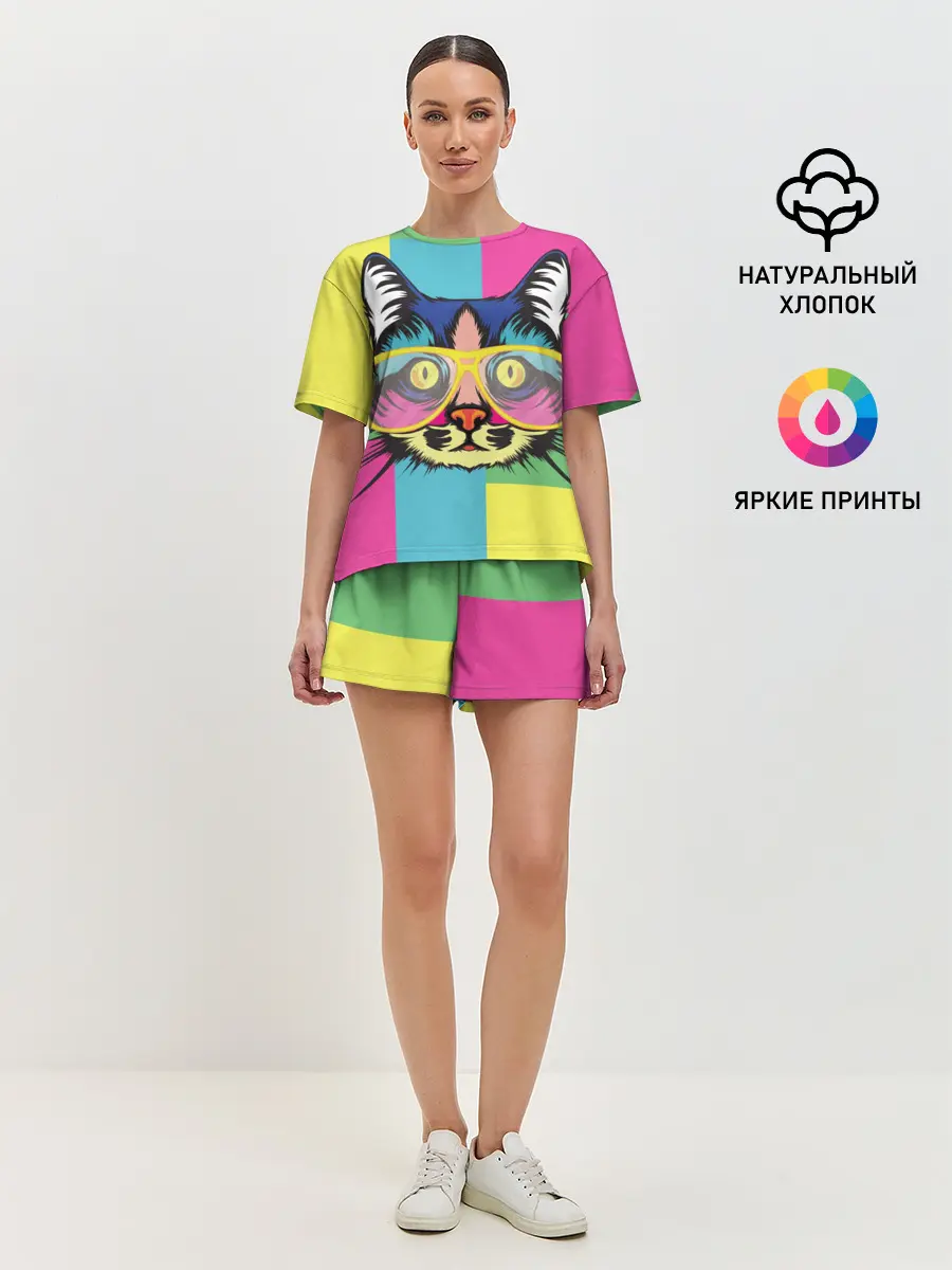 Женская пижама с шортами / Яркий Кот