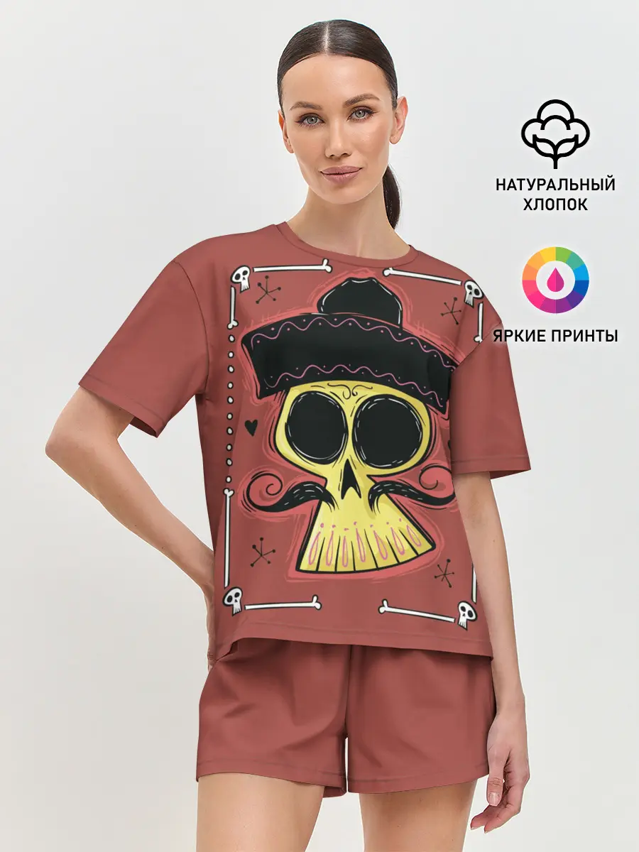 Женская пижама с шортами / Dia de los Muertos