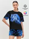 Женская пижама с шортами / Синий тигр