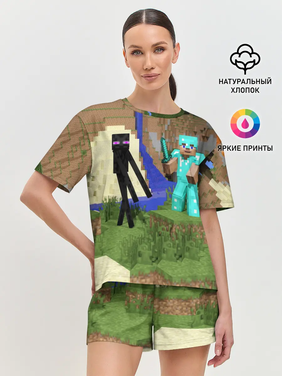 Женская пижама с шортами / Стив и эндермен.