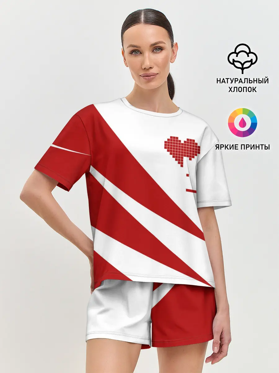 Женская пижама с шортами / ГЕОМЕТРИЧЕСКОЕ СЕРДЦЕ.