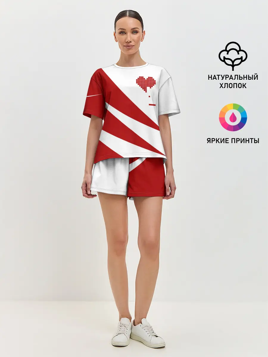 Женская пижама с шортами / ГЕОМЕТРИЧЕСКОЕ СЕРДЦЕ.