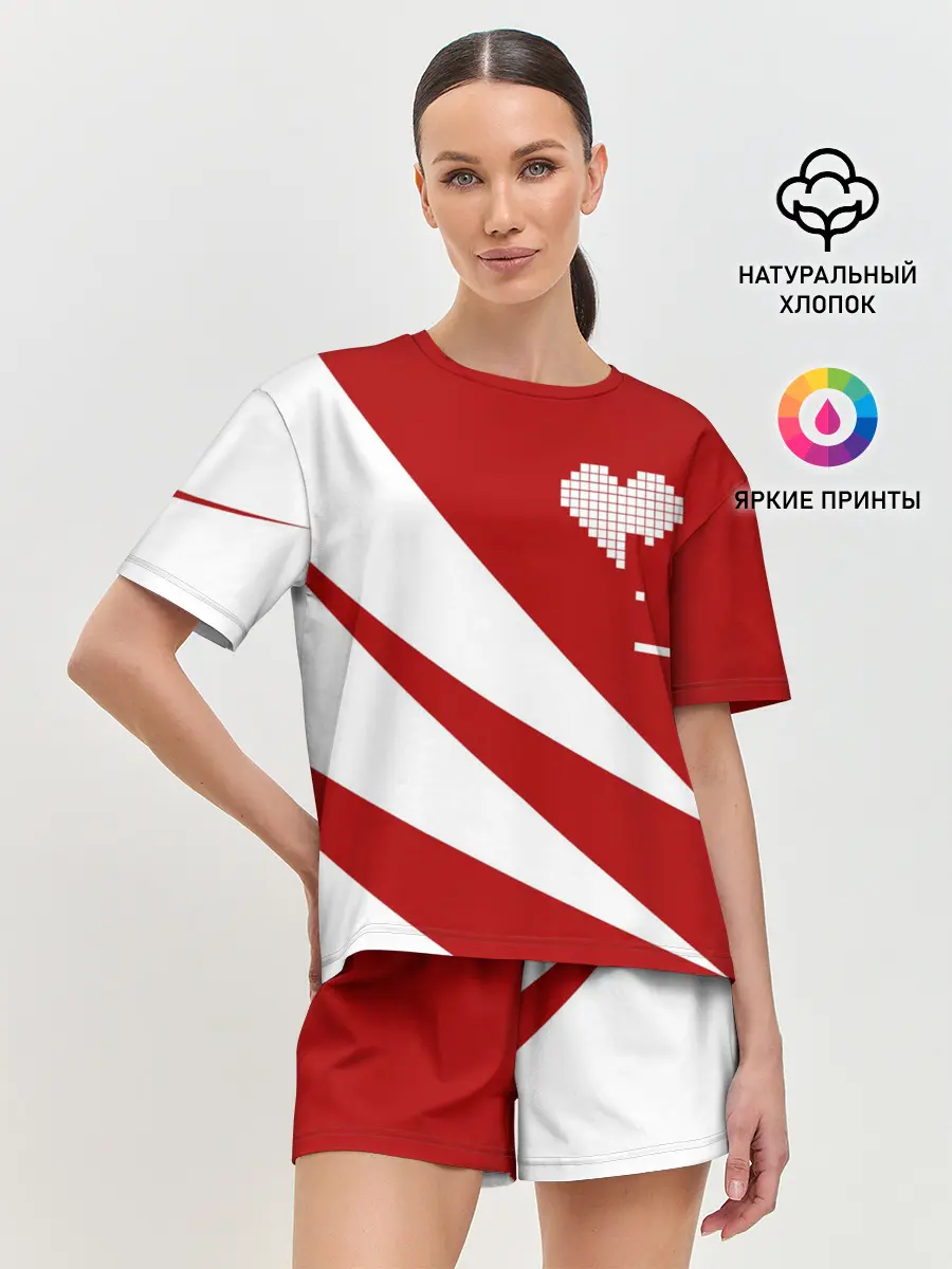 Женская пижама с шортами / ГЕОМЕТРИЧЕСКОЕ СЕРДЦЕ.