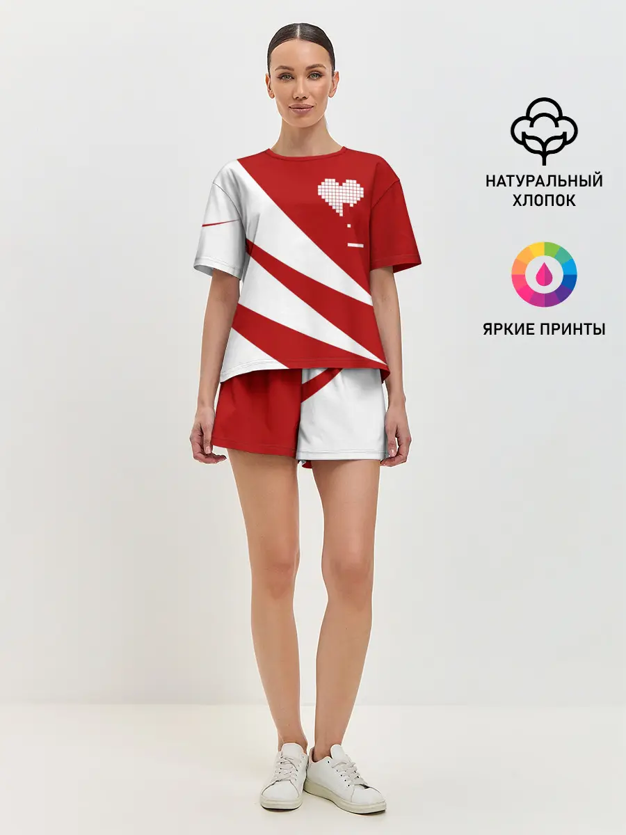 Женская пижама с шортами / ГЕОМЕТРИЧЕСКОЕ СЕРДЦЕ.