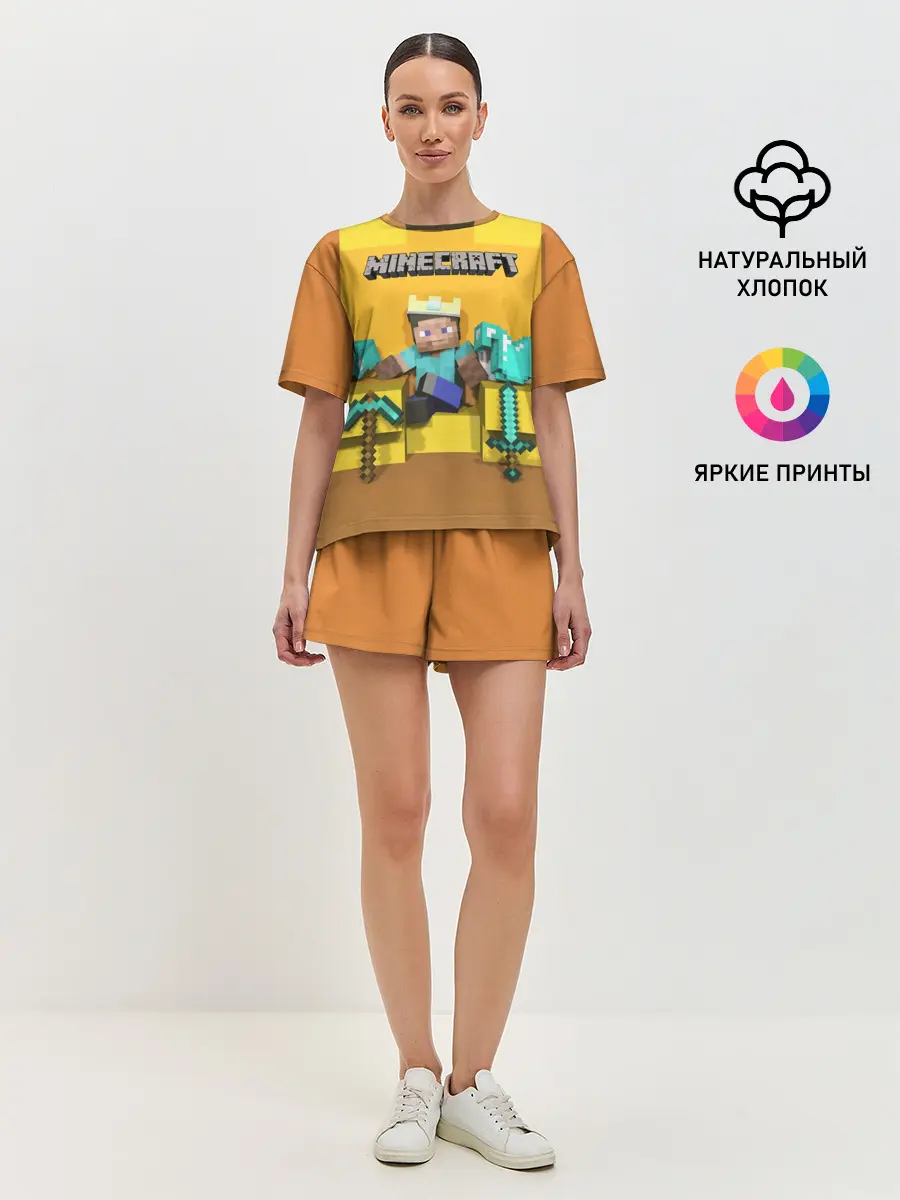 Женская пижама с шортами / Король майнкрафта 2