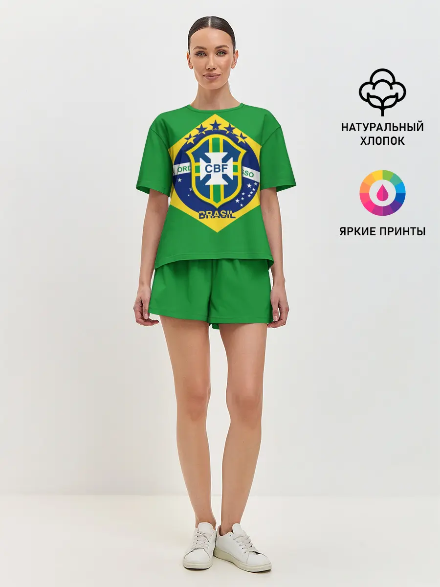 Женская пижама с шортами / Сборная Бразилии флаг
