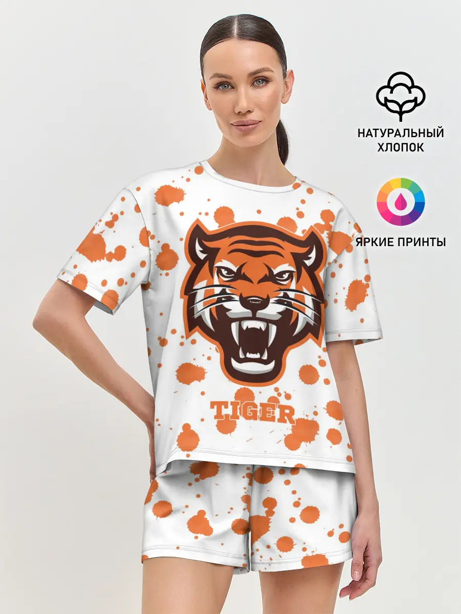 Женская пижама с шортами / Огненный тигр
