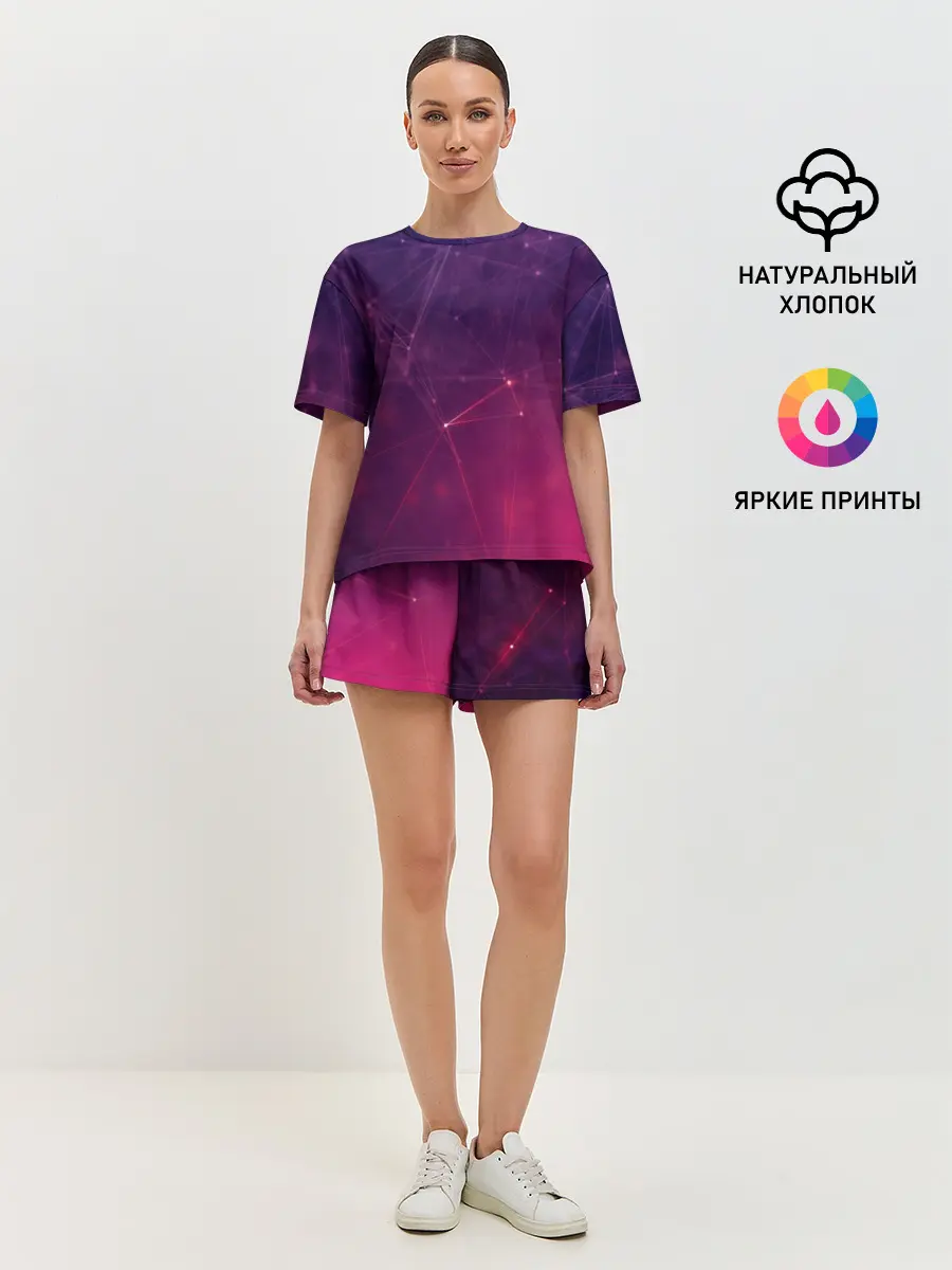 Женская пижама с шортами / Космическая текстура