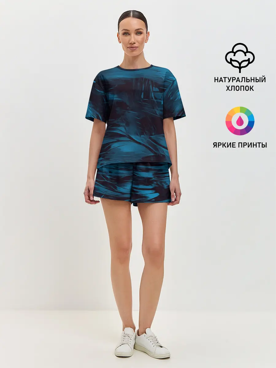 Женская пижама с шортами / Холодные краски