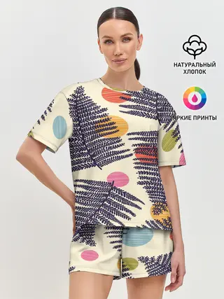 Женская пижама с шортами / Тропики паттерн