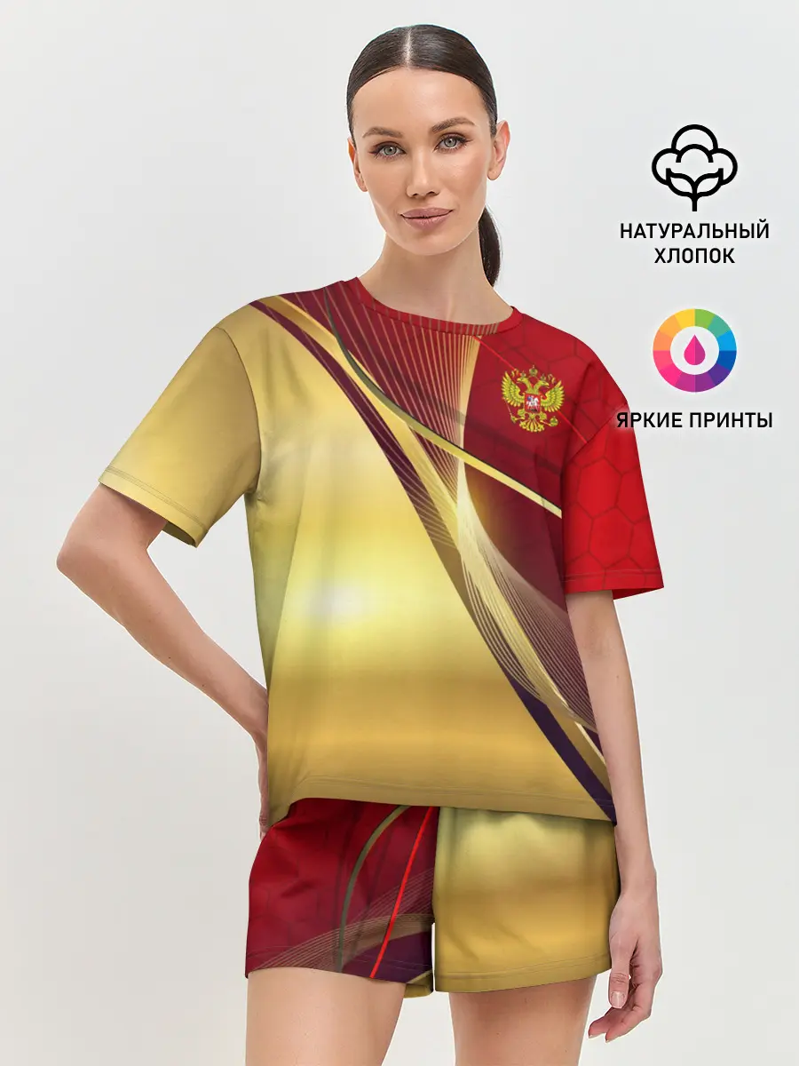 Женская пижама с шортами / RUSSIA SPORT: Red and Gold.