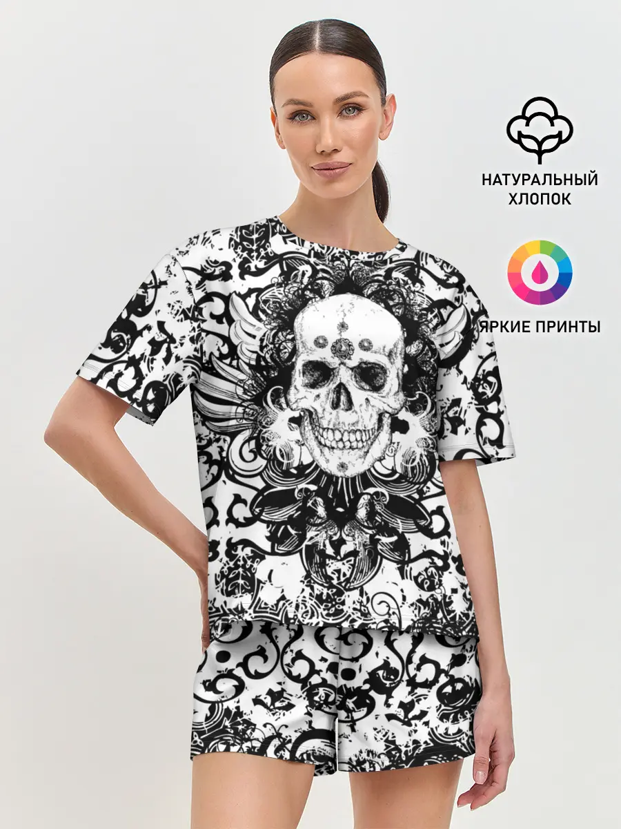 Женская пижама с шортами / Grunge Skull