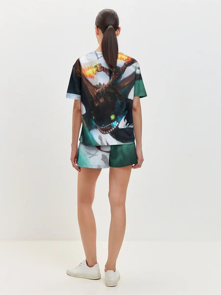 Женская пижама с шортами / как приручить дракона