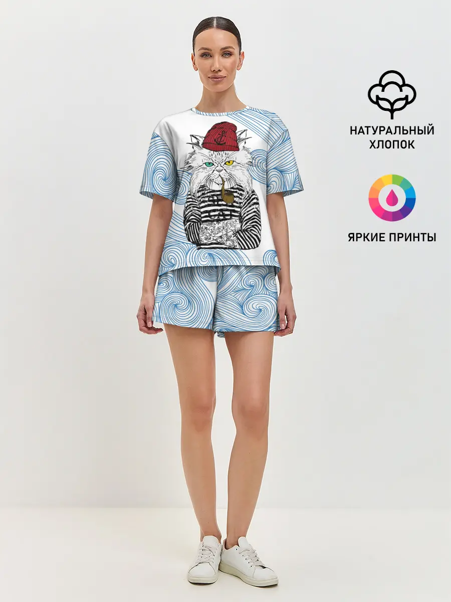 Женская пижама с шортами / Кот Моряк