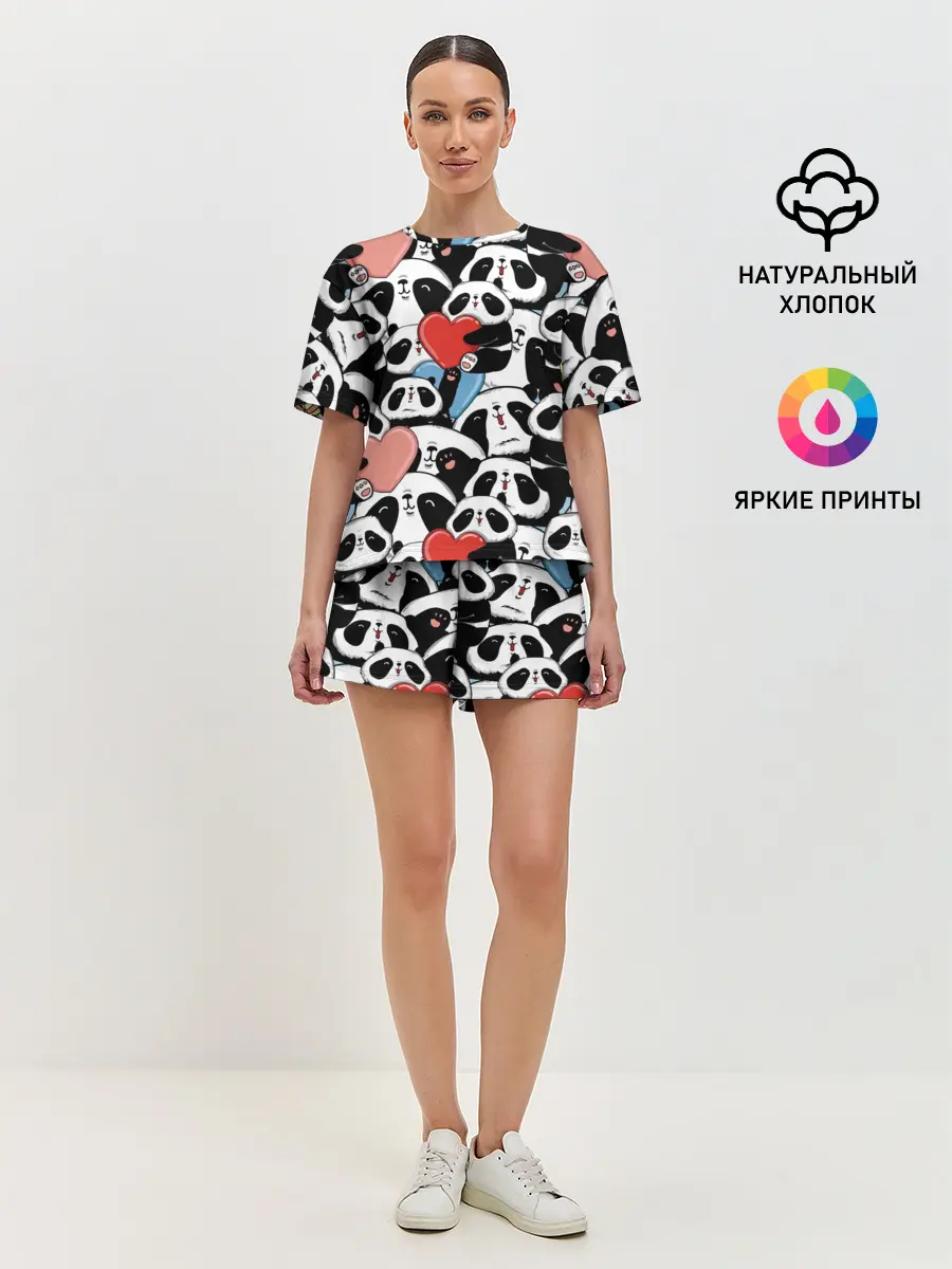 Женская пижама с шортами / Пандяшки