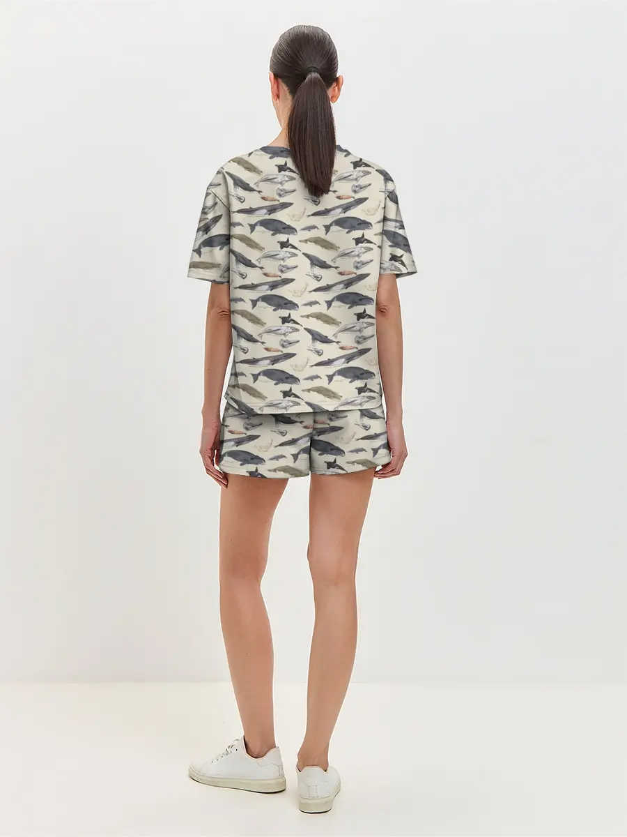 Женская пижама с шортами / Whales pattern