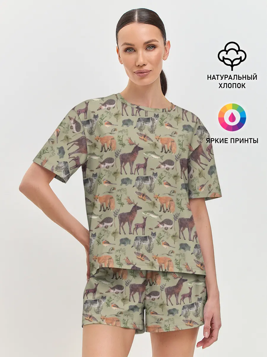Женская пижама с шортами / Wild animals