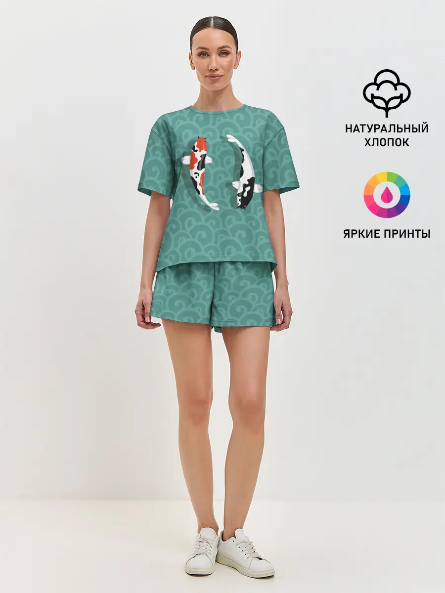 Женская пижама с шортами / Японские рыбки