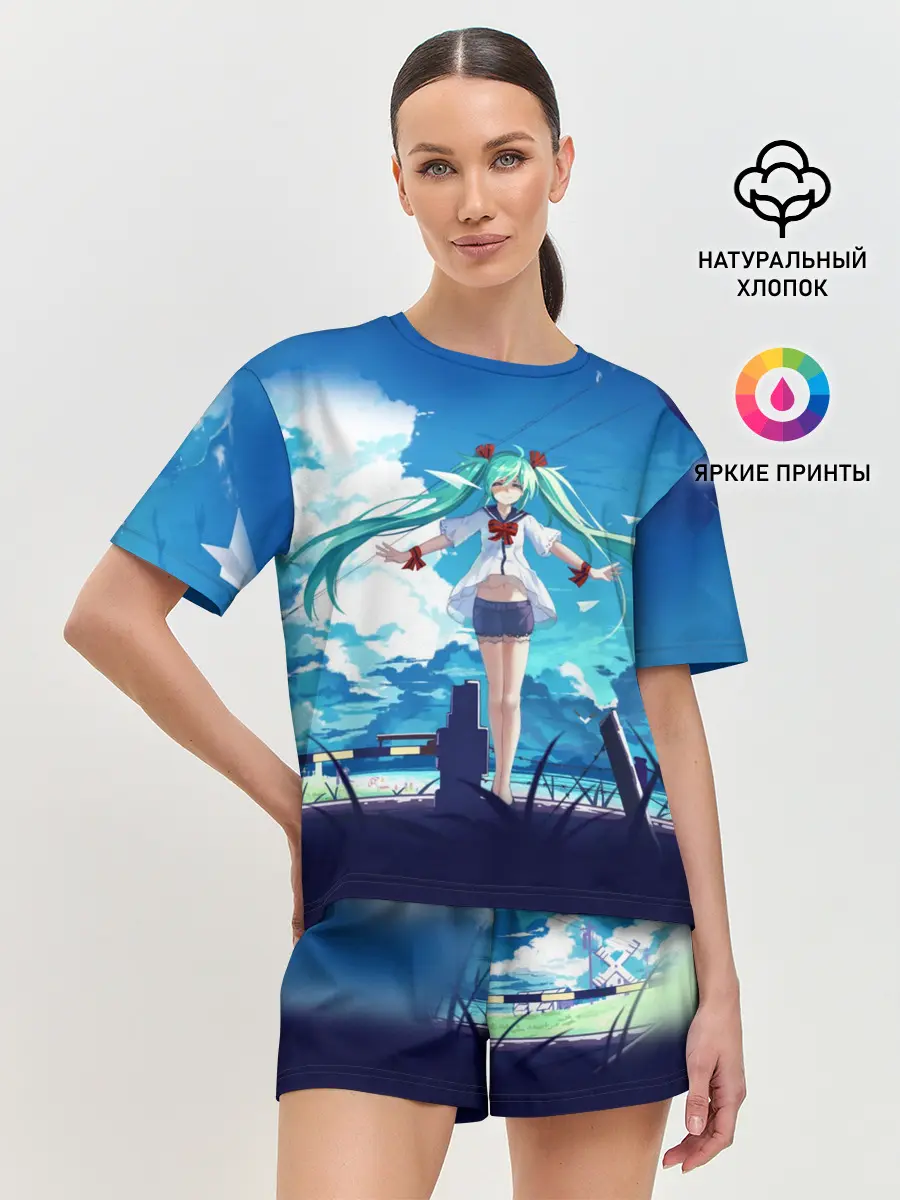 Женская пижама с шортами / Хацунэ Мику под летним небом